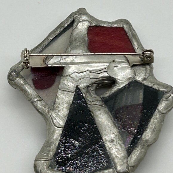 Abstract Modernist Handmade Brooch Stained Glass Brutalist Style Geometric OFAK - Picture 10 of 16